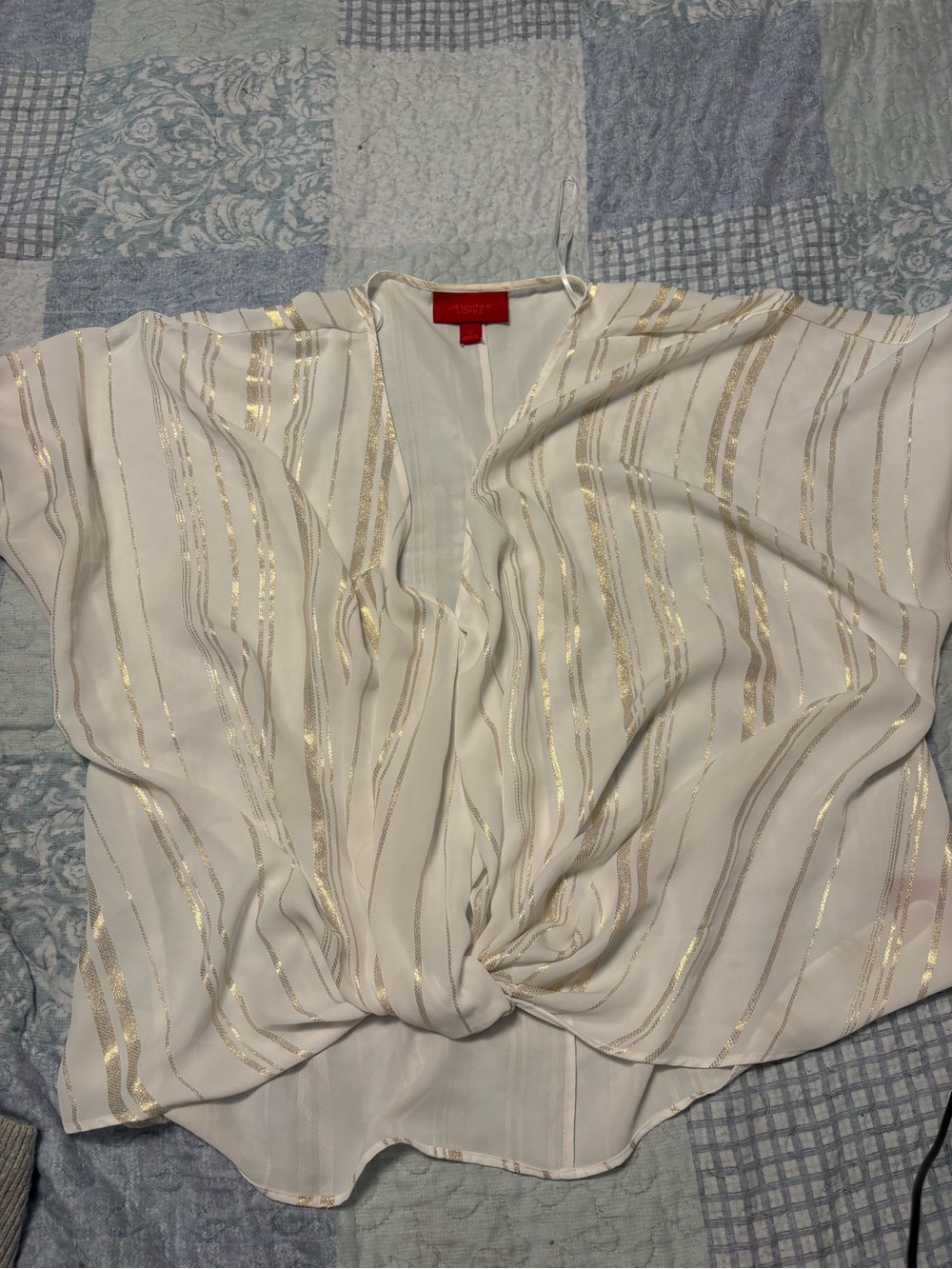 White & Gold Stripe Jennifer Lopez Top